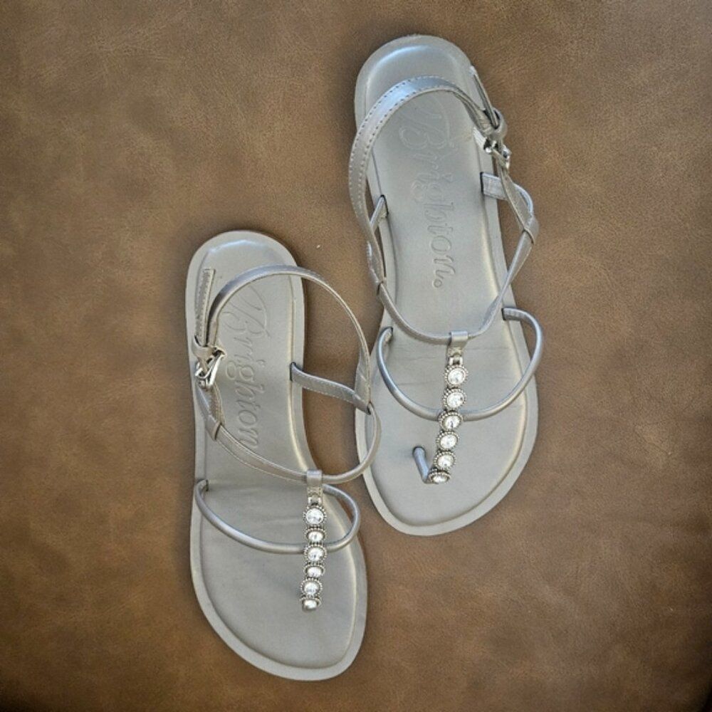 Brighton Sandals Women Size 6.5 Twinkle Trio GLOW Swarovski Zinc Pearl